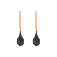 2pcs Beechwood &amp; silicone spoon charcoal