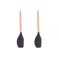 2pcs Beechwood &amp; silicone spatula charcoal