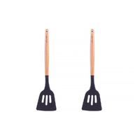 2pcs Beechwood &amp; silicone turner charcoal