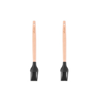 2pcs Beechwood &amp; silicone basting brush charcoal
