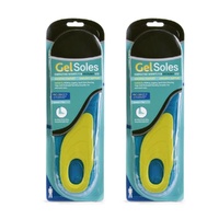 2x Men&#39;s Gel Insoles, Arch Support Pads, Large