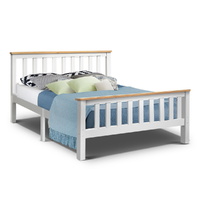 Artiss Bed Frame Double Size Wooden White PONY